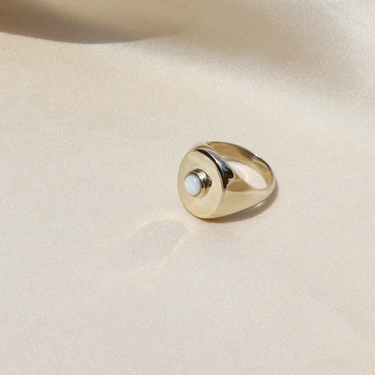 Izaskun Zabala jewelry birthstone signet pinky ring with cabochon semi precious stone
