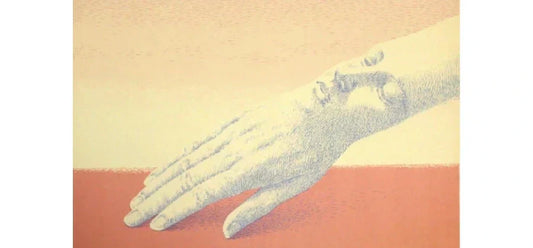 Painting of a hand with face in the wrist by René Magritte.