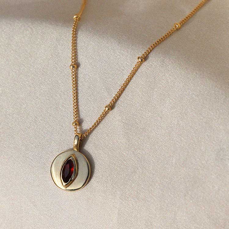 Izaskun Zabala jewelry marquise cut garnet delicate necklace