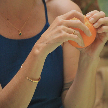 Image is an adjustable 24K gold plated brass cuff, handmade by Izaskun Zabala.