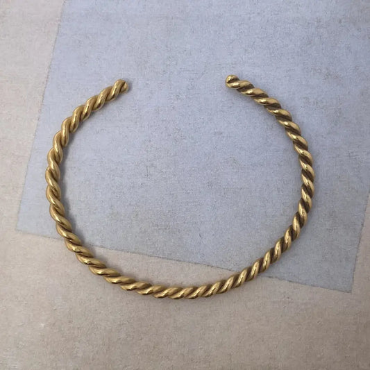 Ariadne Cuff in gold-plated brass with rope-inspired texture