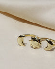 Izaskun Zabala jewelry sun and moon adjustable double finger ring.
