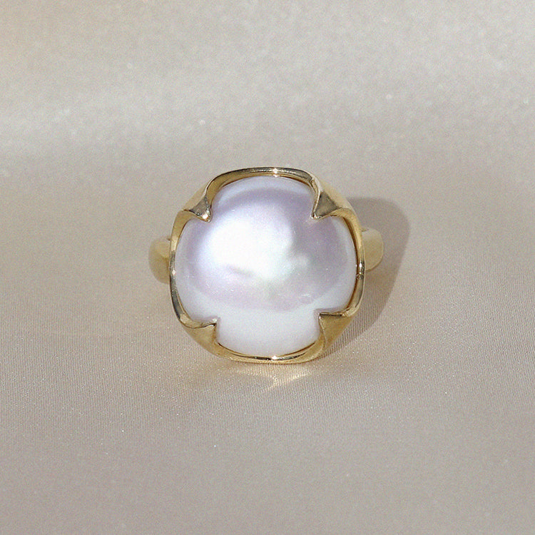 Izaskun Zabala jewelry statement button pearl ring